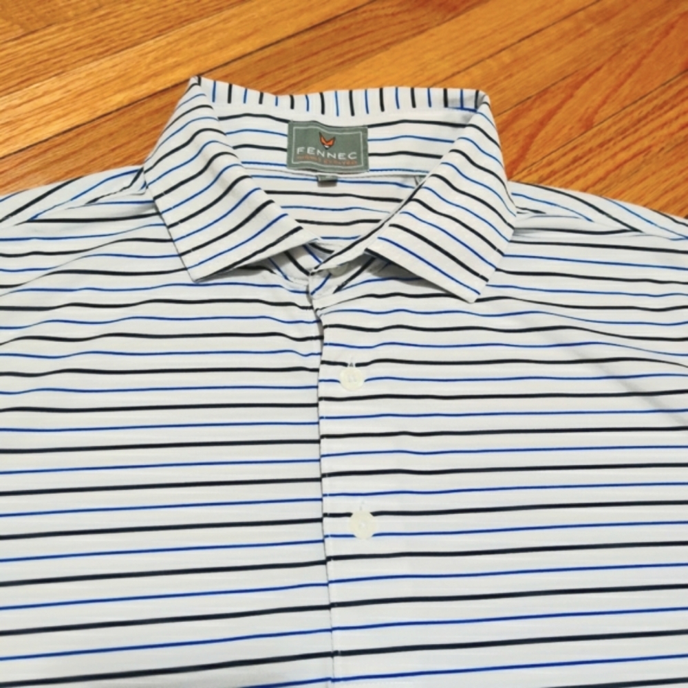 Fennec Feeder Stripe Pique Polo Golf Shirt, NWOT